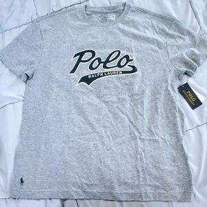 Polo by Ralph Lauren Heather Gray Logo Crewneck Tee Size Medium NWT